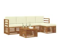 vidaXL Set di divani da esterno con cuscino 6 pcs Naturale e Crema, Divano sezionale moderno per giardino, arredo patio resistente, comodo per il tuo soggiorno all'aperto