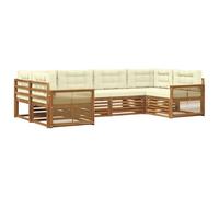 vidaXL Set di divani da esterno con cuscino 6 pcs Naturale e Crema, Divano Sezionale per Giardino, Arredo Esterno Resistente, Lounge Moderna, Set Elegante e Confortevole