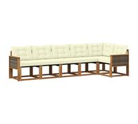 vidaXL Set di divani da esterno con cuscino 6 pcs Naturale e Crema, Giardino, Set Lounge in Rattan, Divano Sezionale Robusto, Arredo per Esterni, Comfort Assicurato