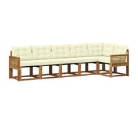 vidaXL Set di divani da esterno con cuscino 6 pcs Naturale e Crema, Giardino, Set Lounge in Rattan, Divano Sezionale Robusto, Arredo per Esterni, Comfort Assicurato