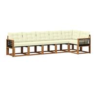 vidaXL Set di divani da esterno con cuscino 6 pcs Naturale e Crema, Giardino, Set Lounge in Rattan, Divano Sezionale Robusto, Arredo per Esterni, Comfort Assicurato