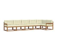 vidaXL Set di divani da esterno con cuscino 6 pcs Naturale e Crema, Mobile da giardino, divano esterno moderno, divano sezionale da patio resistente, set di acacia per relax in giardino