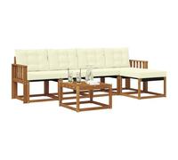 vidaXL Set di divani da esterno con cuscino 6 pcs Naturale e Crema, Mobili da giardino, divano angolare moderno, lounge resistente, set per esterni, soggiorno in terrazza