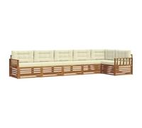 vidaXL Set di divani da esterno con cuscino 6 pcs Naturale e Crema, Mobili da giardino, divano moderno per esterni, set sezionale per patio, comfort resistente per il terrazzo