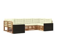 vidaXL Set di divani da esterno con cuscino 6 pcs Naturale e Crema, Divano Sezionale per Giardino, Arredo Esterno Resistente, Lounge Moderna, Set Elegante e Confortevole