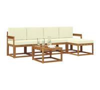 vidaXL Set di divani da esterno con cuscino 6 pcs Naturale e Crema