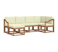 vidaXL Set di divani da esterno con cuscino 6 pcs Naturale e Crema, Set di divani da esterno, lounge moderna da patio, mobili da giardino resistenti, pezzi sezionali, posti a sedere per terrazze