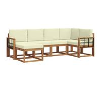 vidaXL Set di divani da esterno con cuscino 6 pcs Naturale e Crema, Set di divani da esterno, lounge moderna da patio, mobili da giardino resistenti, pezzi sezionali, posti a sedere per terrazze