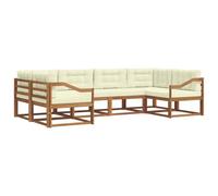 vidaXL Set di divani da esterno con cuscino 6 pcs Naturale e Crema, Set di divani in legno di acacia, lounge moderna per il giardino, mobili resistenti, opzioni eleganti per il patio