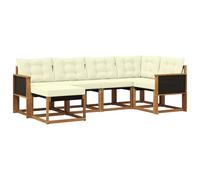 vidaXL Set di divani da esterno con cuscino 6 pcs Naturale e Crema, Set di divani moderni per esterni, mobili da giardino alla moda, collezione resistente per il patio