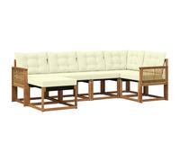 vidaXL Set di divani da esterno con cuscino 6 pcs Naturale e Crema, Set di divani moderni per esterni, mobili da giardino alla moda, collezione resistente per il patio