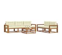 vidaXL Set di divani da esterno con cuscino 6 pcs Naturale e Crema, Set di Mobili da Giardino, Collezione di Divani da Esterno Moderna, Patio Resistente, Disposizione di Seduta Sezionale