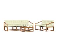 vidaXL Set di divani da esterno con cuscino 6 pcs Naturale e Crema, Set Divano da Giardino, Mobili Moderni, Lounge Resistente e Seduta Confortevole per Tutti