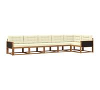 vidaXL Set di divani da esterno con cuscino 6 pcs Naturale e Crema, Set Lounge in Acacia, Divano Esterno Moderno, Divano Modular, Sezione Giardino Resistente, Lounger per Relax