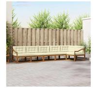 vidaXL Set di divani da esterno con cuscino 6 pcs Naturale e Crema, Set Lounge in Acacia, Divano Esterno Moderno, Divano Modular, Sezione Giardino Resistente, Lounger per Relax