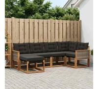 vidaXL Set di divani da esterno con cuscino 6 pcs Naturale e Nero, Set di divani moderni per esterni, mobili da giardino alla moda, collezione resistente per il patio