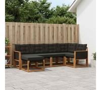 vidaXL Set di divani da esterno con cuscino 6 pcs Naturale e Nero, Set di divani moderni per esterni, mobili da giardino alla moda, collezione resistente per il patio
