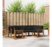 vidaXL Set di divani da esterno con cuscino 6 pcs Naturale e Nero