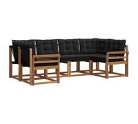vidaXL Set di divani da esterno con cuscino 6 pcs Naturale e Nero, Collezione Giardino Moderna, Set Divani Resistente per Esterni, Relax a Bordo Piscina e Giardino
