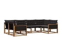 vidaXL Set di divani da esterno con cuscino 6 pcs Naturale e Nero, Divano da Giardino, Set Sezionale Moderno, Mobili da Terrazza Resistenti, Comfort per il Patio