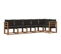 vidaXL Set di divani da esterno con cuscino 6 pcs Naturale e Nero, Giardino, Set Lounge in Rattan, Divano Sezionale Robusto, Arredo per Esterni, Comfort Assicurato
