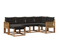 vidaXL Set di divani da esterno con cuscino 6 pcs Naturale e Nero, Set di divani moderni per esterni, mobili da giardino alla moda, collezione resistente per il patio