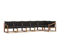 vidaXL Set di divani da esterno con cuscino 6 pcs Naturale e Nero, Set divano moderno per esterni, arredo giardino resistente, elegante lettino, comode sedute per terrazza