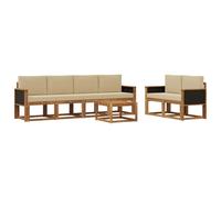 vidaXL Set di divani da esterno con cuscino 6 pcs Naturale, Set di divani da giardino in legno di acacia, mobili moderni, elegante lounge, design ergonomico