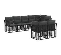 vidaXL Set di divani da esterno con cuscino 6 pcs Nero Poliestere, Divano da esterno, comodo set modulare, resistente agli agenti atmosferici, arredo versatile per il giardino
