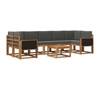 vidaXL Set di divani da esterno con cuscino 6 pezzi, set di divani in legno di acacia, sdraio moderna, sedute modulari, mobili flessibili per patio