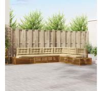 vidaXL Set di divani da esterno con cuscino 6 Pezzo Naturale e Beige
