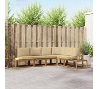 vidaXL Set di divani da esterno con cuscino 6 Pezzo Naturale e Beige, Set per vivere all'aperto, divano modulare moderno, mobili da giardino robusti, lounge in terrazza, comfort per il tuo relax