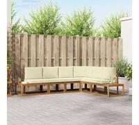vidaXL Set di divani da esterno con cuscino 6 Pezzo Naturale e Crema, Set per vivere all'aperto, divano modulare moderno, mobili da giardino robusti, lounge in terrazza, comfort per il tuo relax