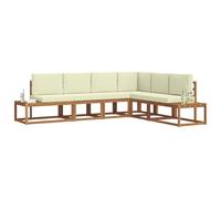 vidaXL Set di divani da esterno con cuscino 6 Pezzo Naturale e Crema, Set per vivere all'aperto, divano modulare moderno, mobili da giardino robusti, lounge in terrazza, comfort per il tuo relax