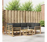 vidaXL Set di divani da esterno con cuscino 7 pcs Bianco e Antracite, Divano da giardino, moderno per esterni, set relax, seduta a bordo piscina, arredo in legno