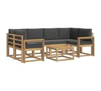 vidaXL Set di divani da esterno con cuscino 7 pcs Bianco e Antracite, Divano da giardino, moderno per esterni, set relax, seduta a bordo piscina, arredo in legno