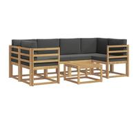 vidaXL Set di divani da esterno con cuscino 7 pcs Bianco e Antracite, Divano da giardino, moderno per esterni, set relax, seduta a bordo piscina, arredo in legno