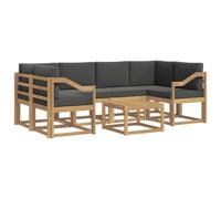 vidaXL Set di divani da esterno con cuscino 7 pcs Bianco e Antracite, Divano da giardino, moderno per esterni, set relax, seduta a bordo piscina, arredo in legno