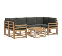 vidaXL Set di divani da esterno con cuscino 7 pcs Bianco e Antracite, Divano da giardino, moderno per esterni, set relax, seduta a bordo piscina, arredo in legno