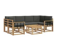 vidaXL Set di divani da esterno con cuscino 7 pcs Bianco e Antracite, Divano da giardino, moderno per esterni, set relax, seduta a bordo piscina, arredo in legno