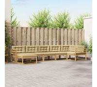vidaXL Set di divani da esterno con cuscino 7 pcs Bianco e Beige