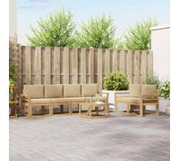 vidaXL Set di divani da esterno con cuscino 7 pcs Bianco e Beige, Sofa Set Moderno per Esterni, Sezionale Resistente, Mobili Eleganti, Lounge in Acacia, Sedute Ergonomiche per Patio