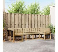 vidaXL Set di divani da esterno con cuscino 7 pcs Bianco e Beige, Set lounge da giardino comodo, divano moderno all'aperto, seduta resistente, elegante mobili in acacia