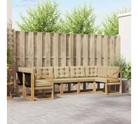 vidaXL Set di divani da esterno con cuscino 7 pcs Bianco e Beige, Set lounge da giardino comodo, divano moderno all'aperto, seduta resistente, elegante mobili in acacia