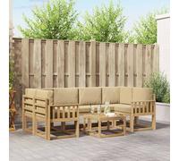 vidaXL Set di divani da esterno con cuscino 7 pcs Bianco e Beige