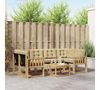 vidaXL Set di divani da esterno con cuscino 7 pcs Bianco e Beige