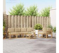 vidaXL Set di divani da esterno con cuscino 7 pcs Bianco e Beige, Set di divani da giardino in legno di acacia, mobili moderni, elegante lounge, design ergonomico