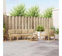 vidaXL Set di divani da esterno con cuscino 7 pcs Bianco e Beige