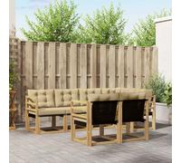 vidaXL Set di divani da esterno con cuscino 7 pcs Bianco e Beige, Divano moderno per esterni, set comodo e resistente, lounge da giardino, spazio sul terrazzo