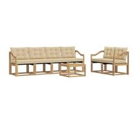 vidaXL Set di divani da esterno con cuscino 7 pcs Bianco e Beige, Arredamento da giardino, divano moderno per esterni, set resistente per il tuo spazio esterno, comfort in terrazza